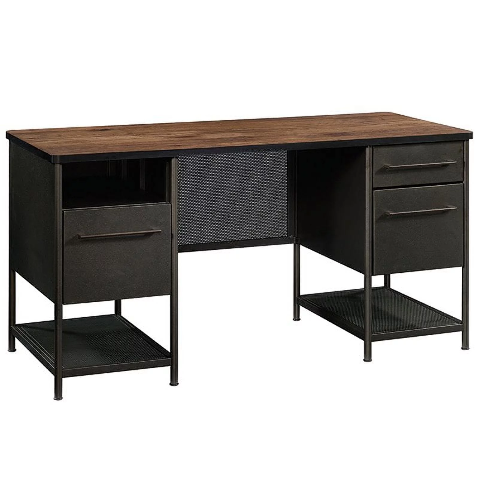 Home Square 2 Piece Furniture Set with Executive Desk and 3-Drawer Metal Chest