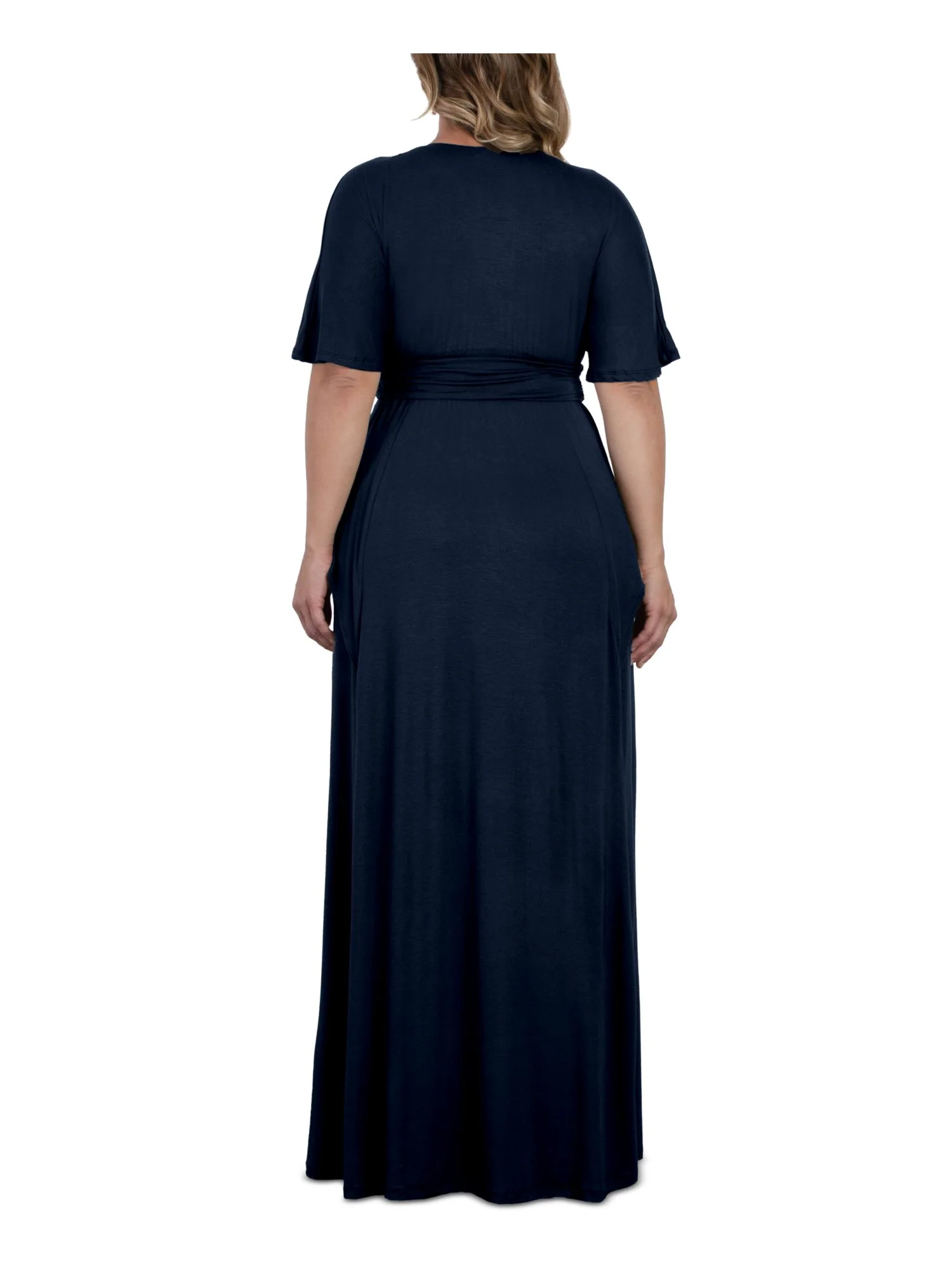 KIYONNA Womens Navy Gathered Ruffled Pullover Dolman Sleeve Surplice Neckline Full-Length Empire Waist Dress Plus 3X