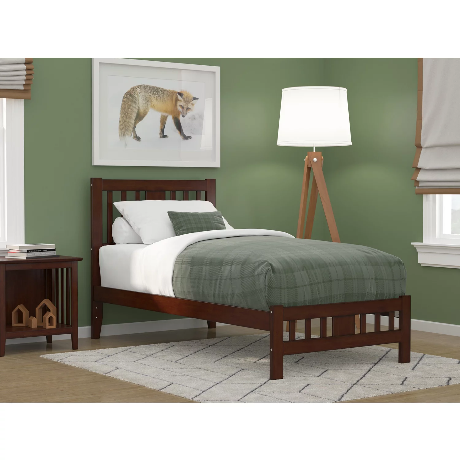 AFI Tahoe Contemporary Wood Twin Bed with Footboard in Walnut