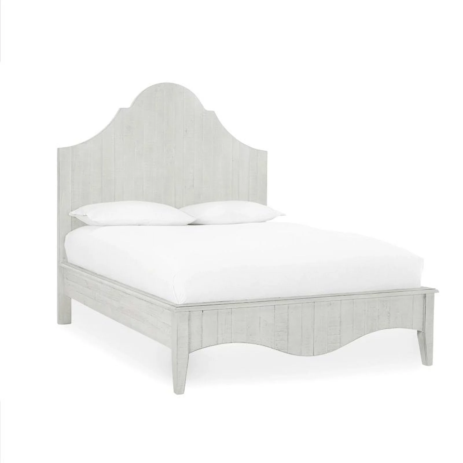 Modus Ella California King Solid Wood Scroll Bed in White Wash