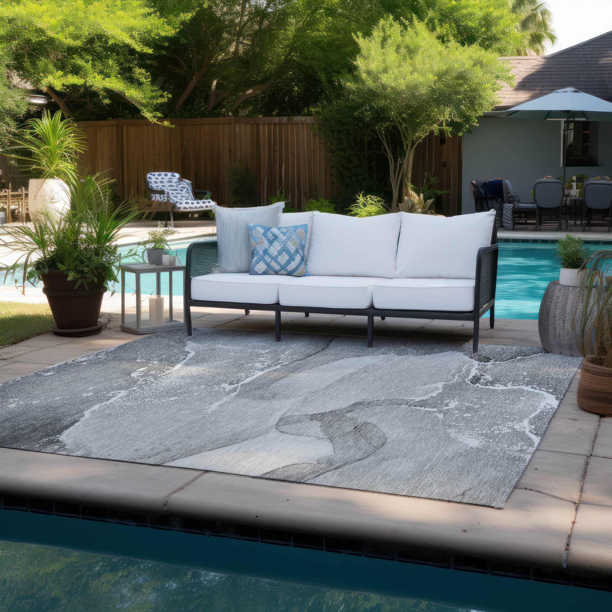 Addison Rugs Chantille ACN517 Gray 8' x 10' Indoor Outdoor Area Rug, Easy Clean, Machine Washable, Non Shedding, Bedroom, Living Room, Dining Room, Kitchen, Patio Rug