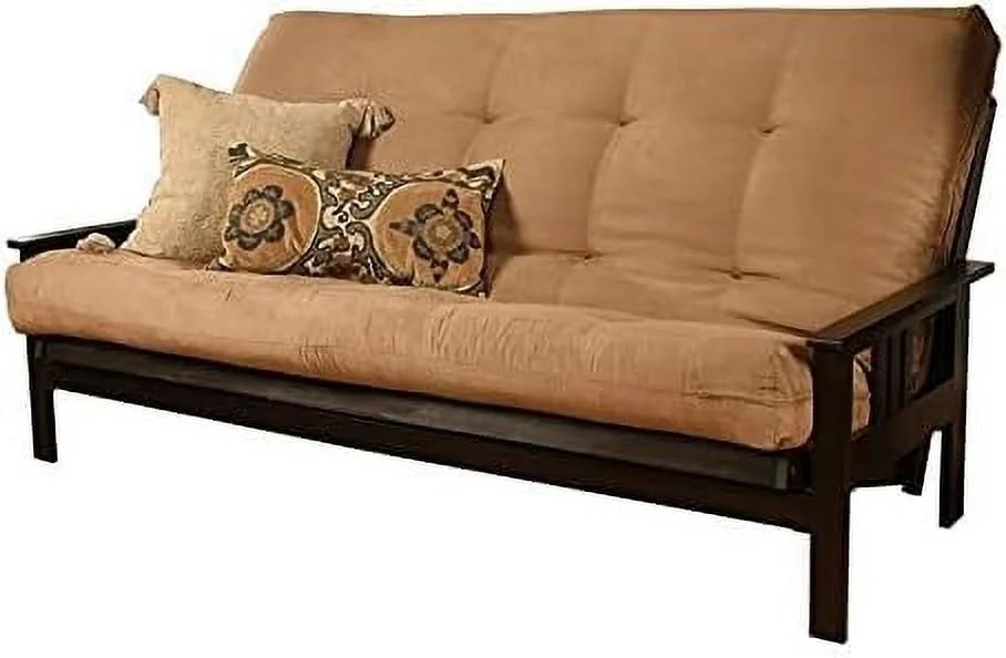 Full Size Spring Futon Mattress Replacement, Suede Fabric Sleeper Sofa Bed Mattress, Brown