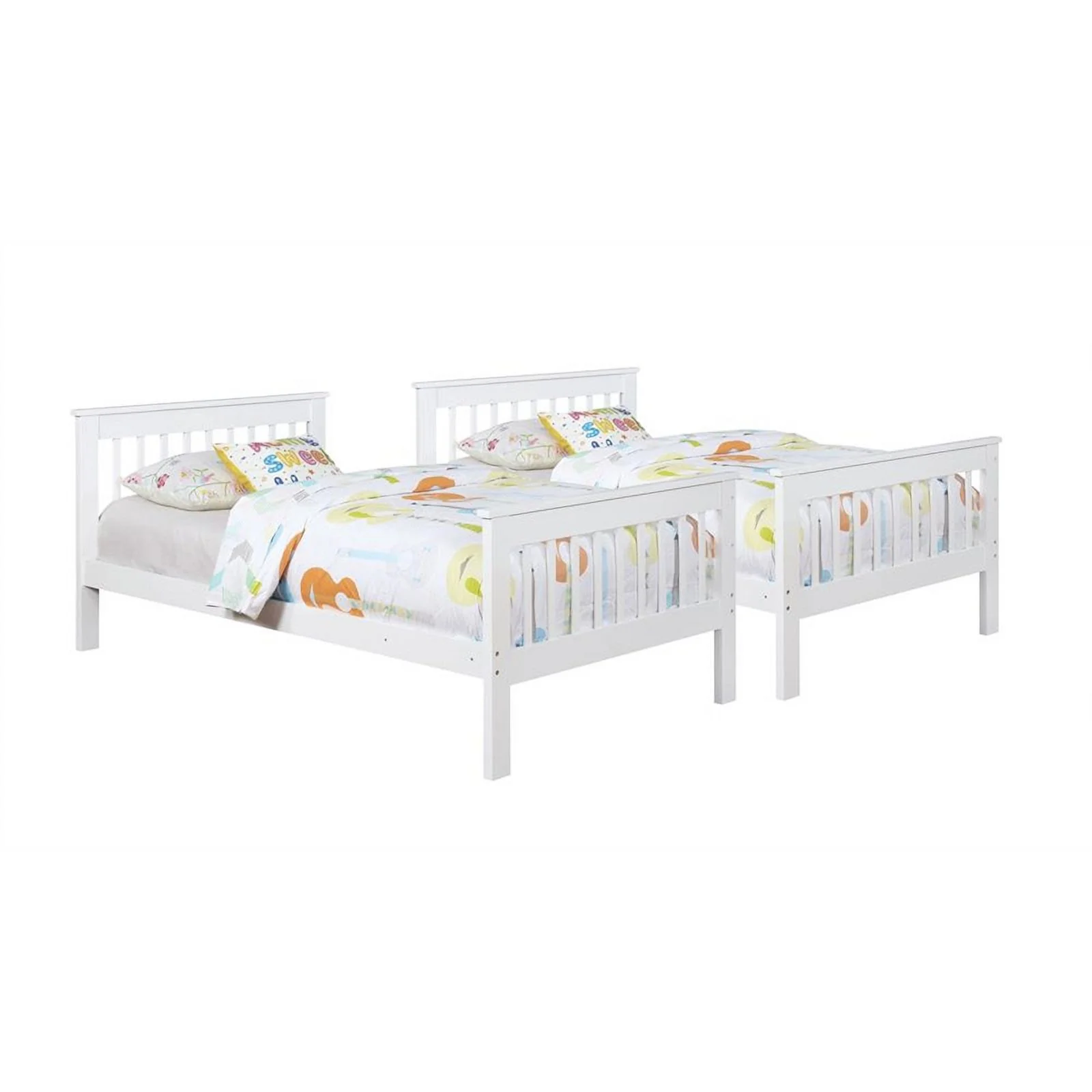 Pemberly Row Transitional Wood Twin Over Twin Bunk Bed White