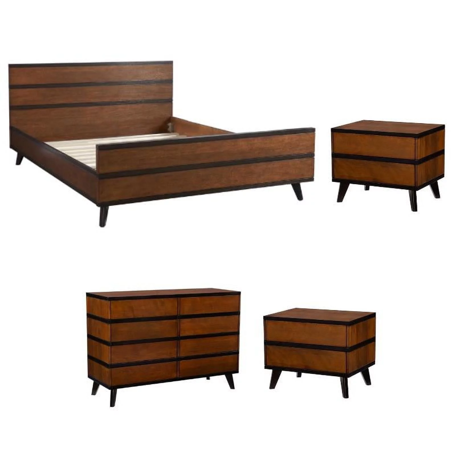Home Square 4-Piece Set with 2 Nightstands & Dresser & Platform Queen Bed