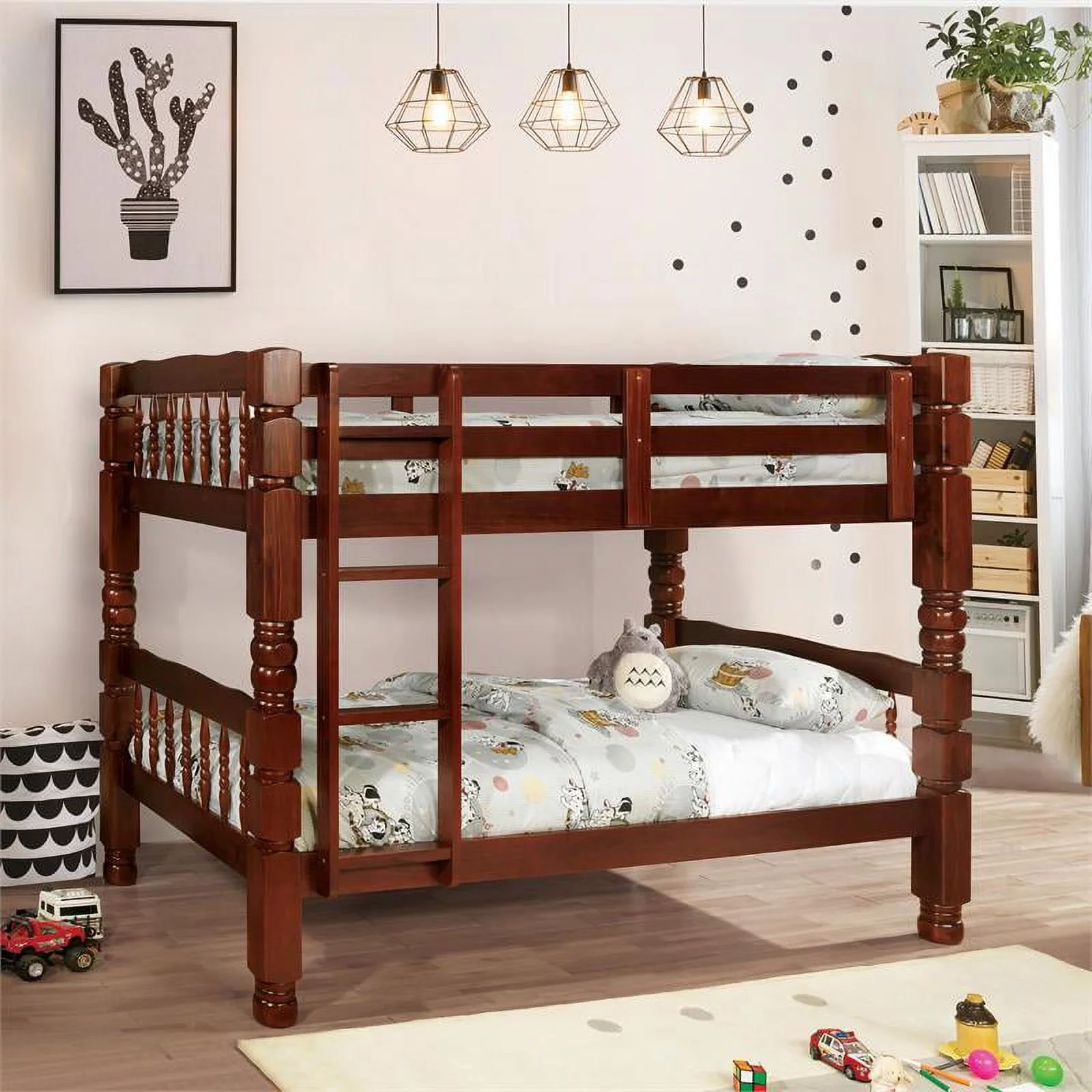 Bowery Hill Transitional Wood Twin Over Twin Bunk Bed in Cherry