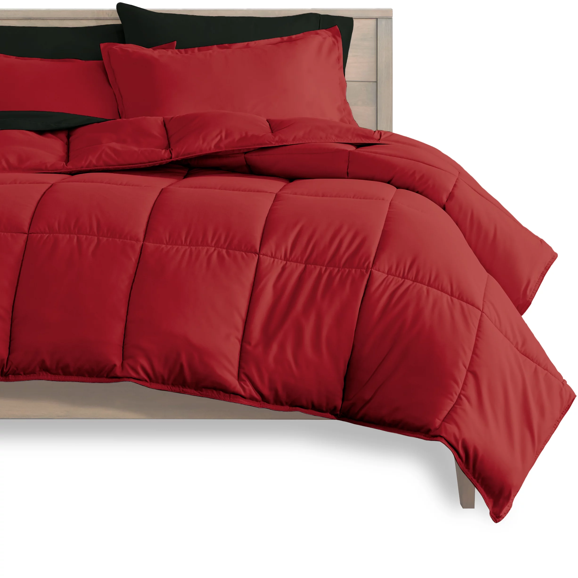 Bare Home Microfiber 7-Piece Red and Black Bed in a Bag, California King