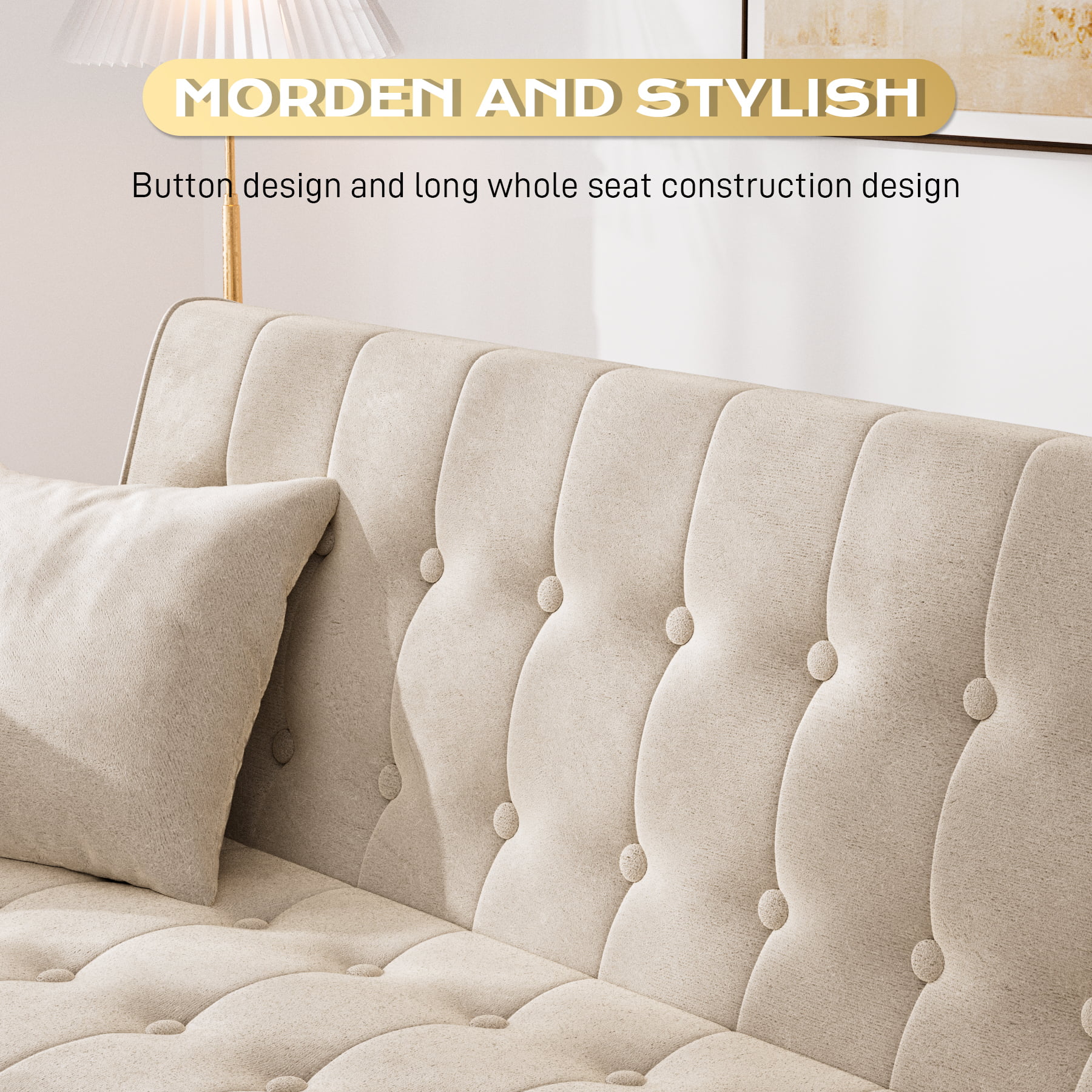 Ouyessir Multifunctional Velvet Sofa Bed,71in Convertible Folding Upholstered Futon Couch with 2 Pillows for Living Room Bedroom