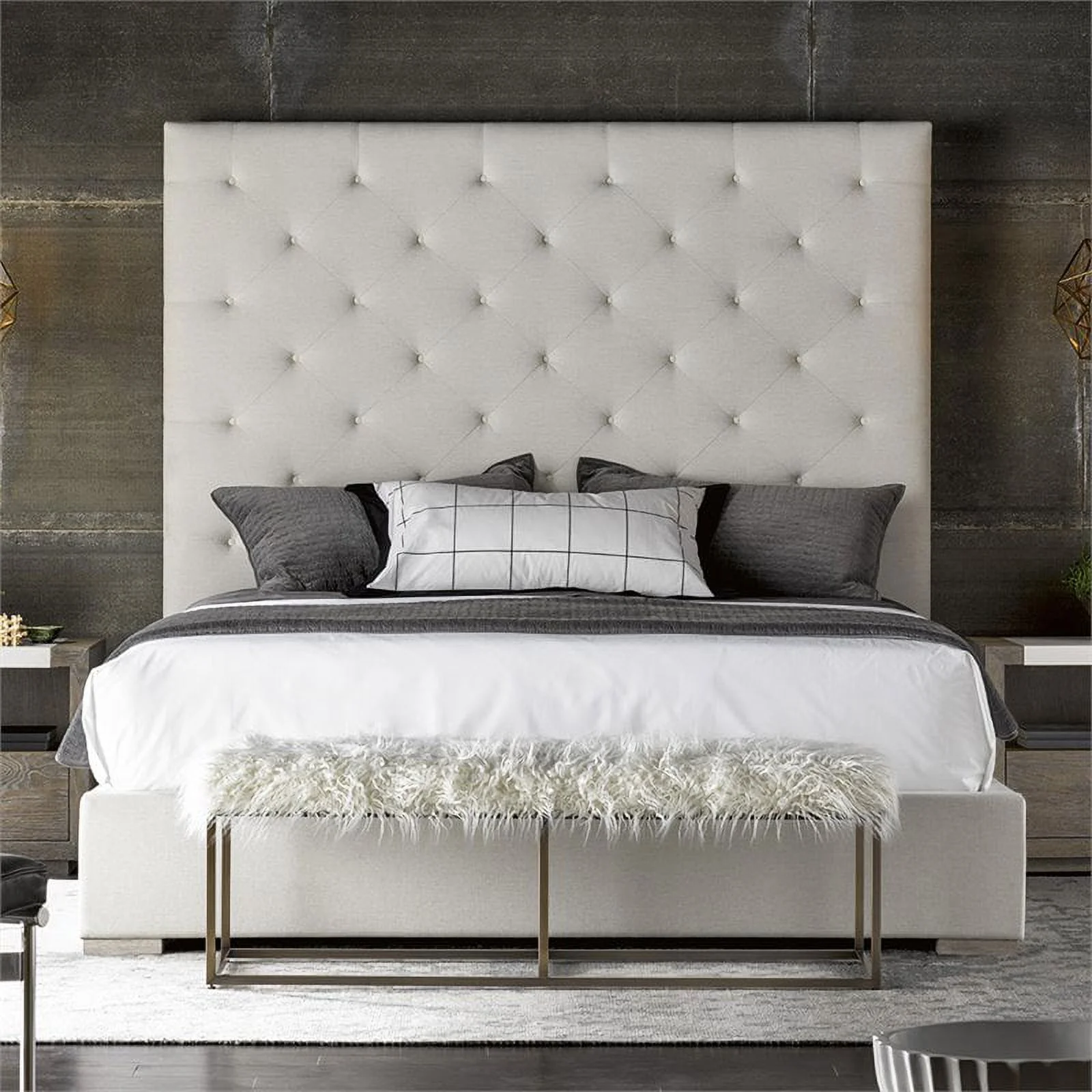 Maklaine Modern Upholstered White Finish 83