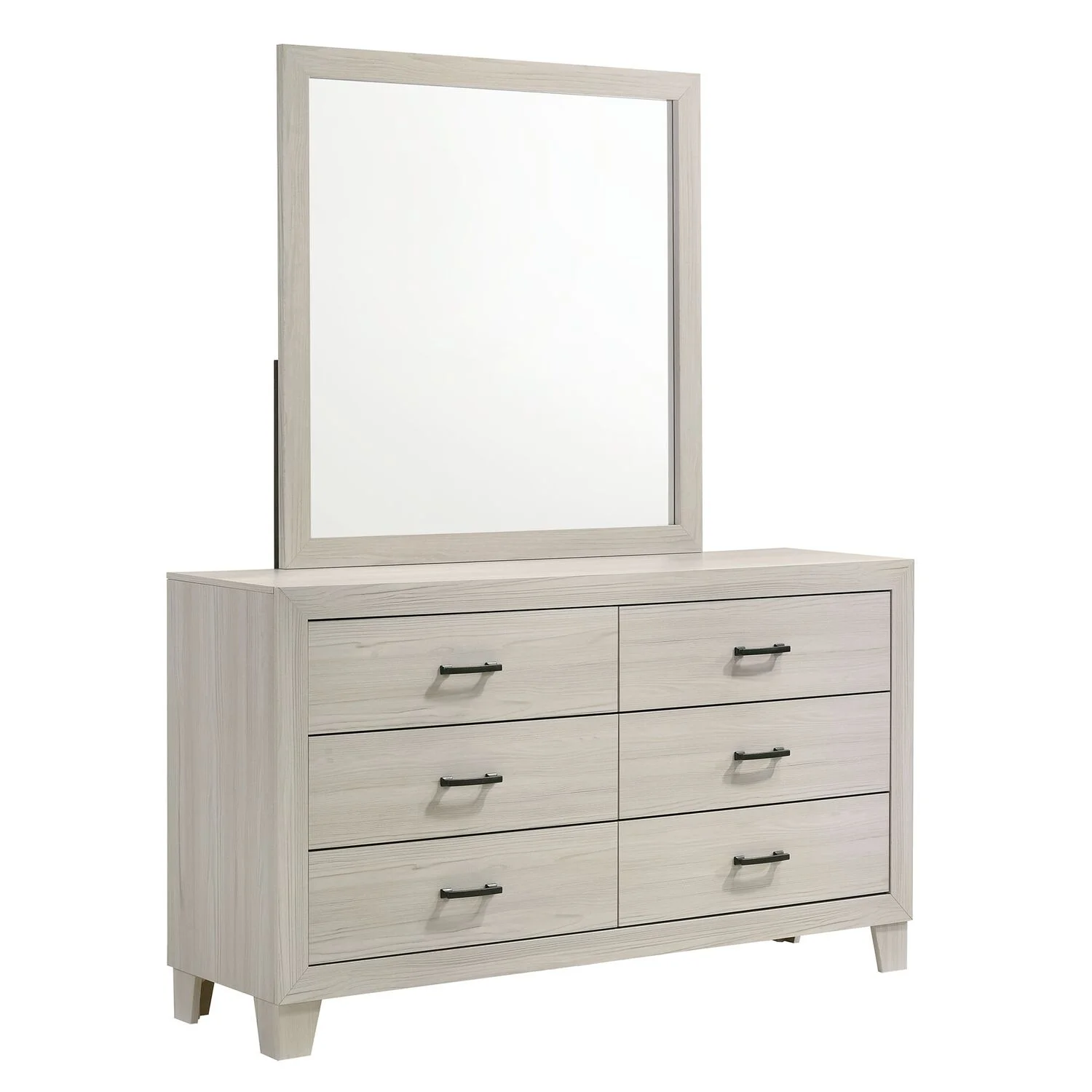 Picket House Furnishings Poppy 6-Drawer Wood Dresser with Mirror in Gray
