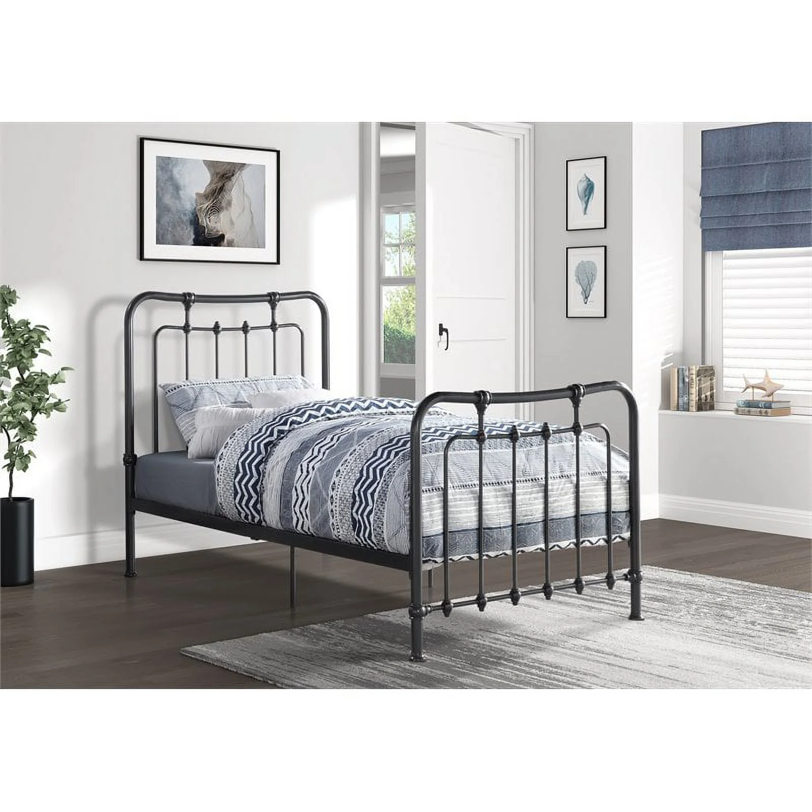 Lexicon Engleside Metal Twin Platform Bed in Gunmetal Gray