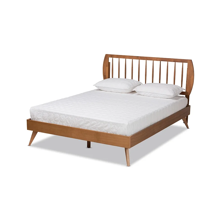 Baxton Studio Emiko Modern and Contemporary Walnut Brown Finished Wood King Size Platform Bed