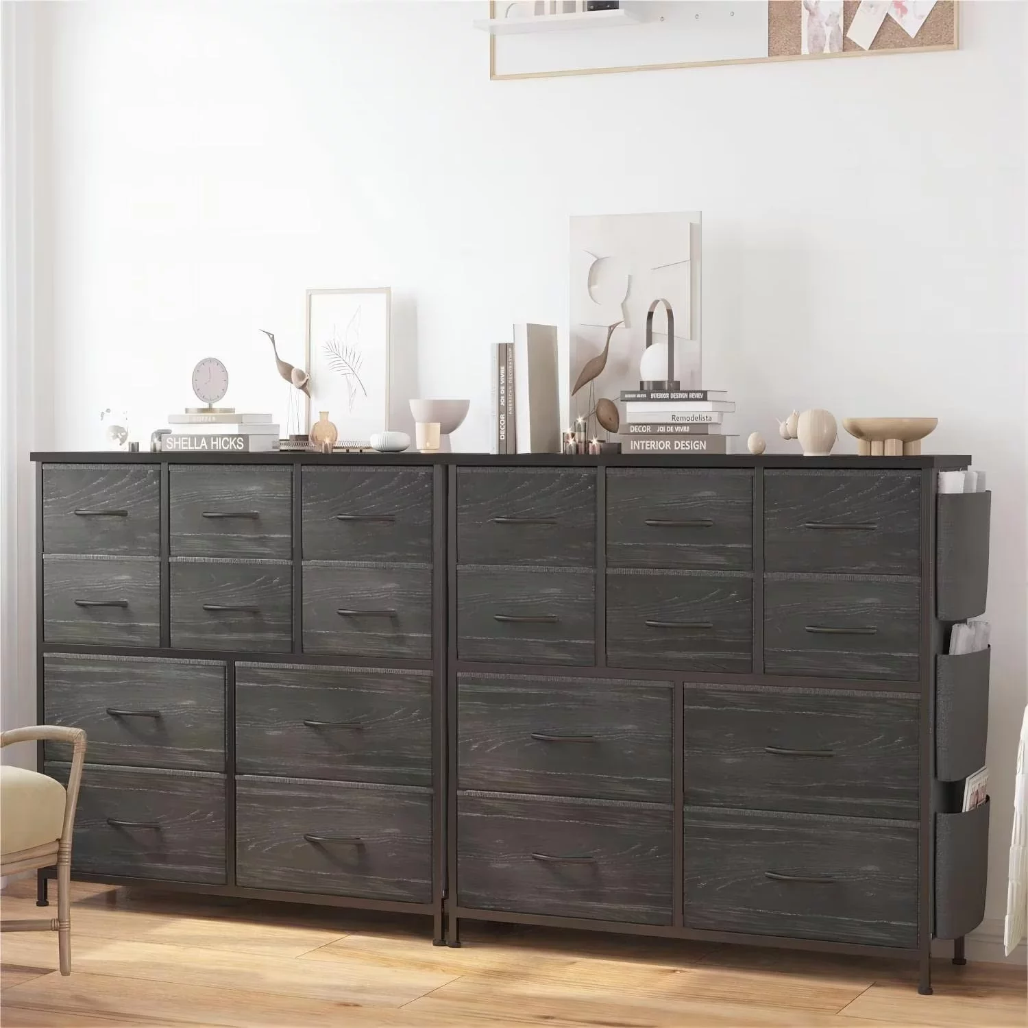 GOGRANT Fabric Dresser with 10 Drawers, Chest of Drawers for Bedroom, Closet, Living Room, Hallway, Dormitory, Charcoal Black