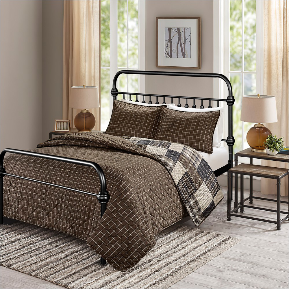 Teledu Metal Bed Frame Full Size Standerd Bed Frame (Black) (86.4
