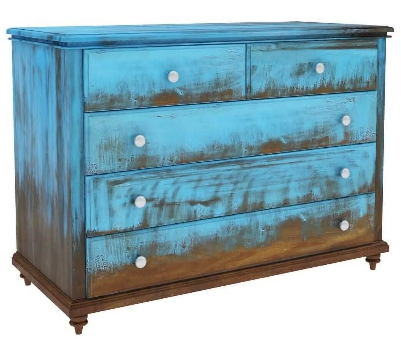 Empire Blue Dawn Rustic Solid Mango Wood Bedroom Dresser With 5 Drawer