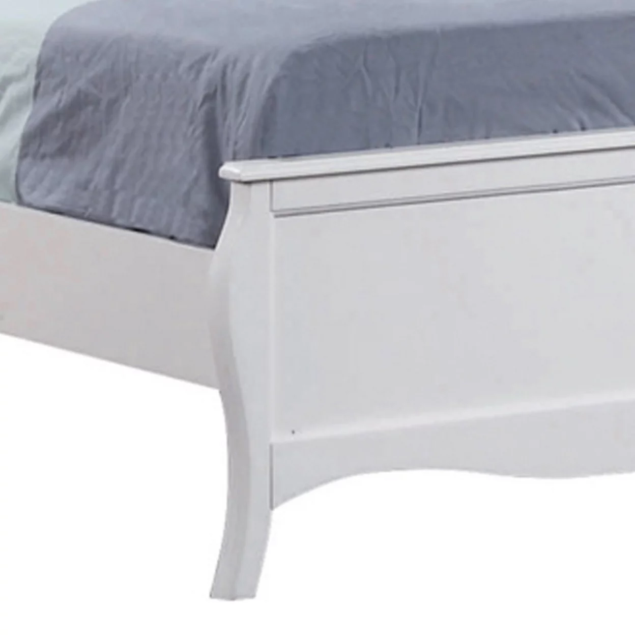 Wooden Full Size Bed with Camelback Headboard and Flared Legs, White- Saltoro Sherpi