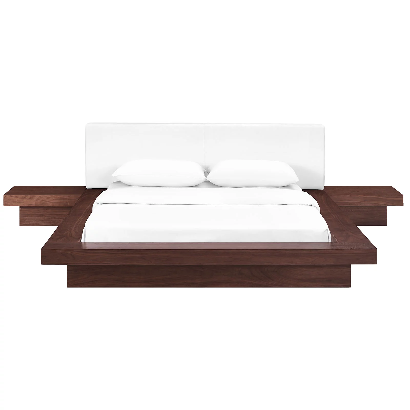 Modway Freja 3 Piece Queen Vinyl Bedroom Set in Walnut White