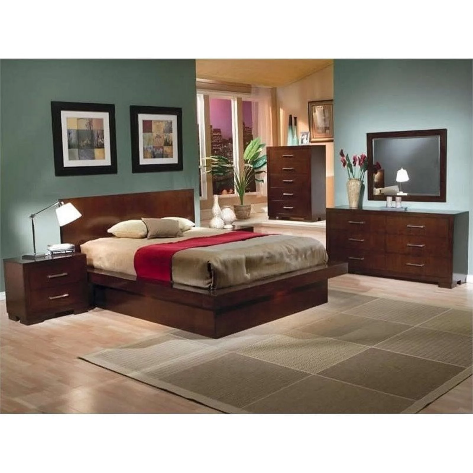 Stonecroft Furniture Hickory Way 4 Piece King Platform Bedroom Set in Cappuccino