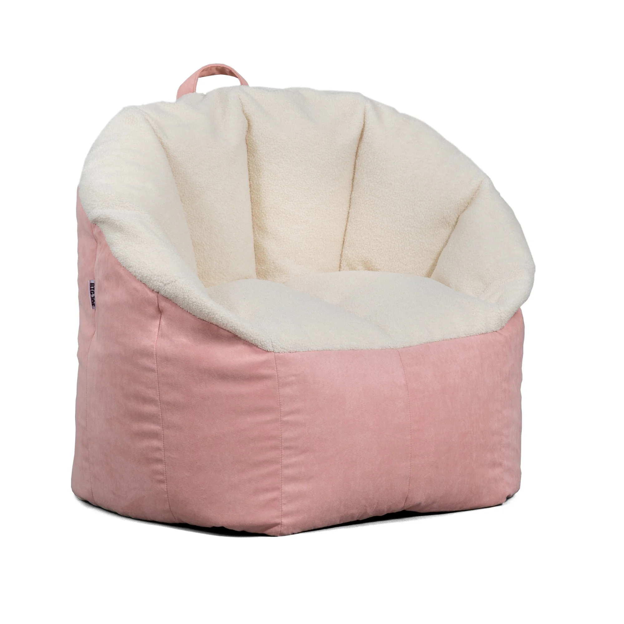 Big Joe Milano Bean Bag Chair, Oat Sherpa and Desert Rose, Vegan Suede, 2.5 feet