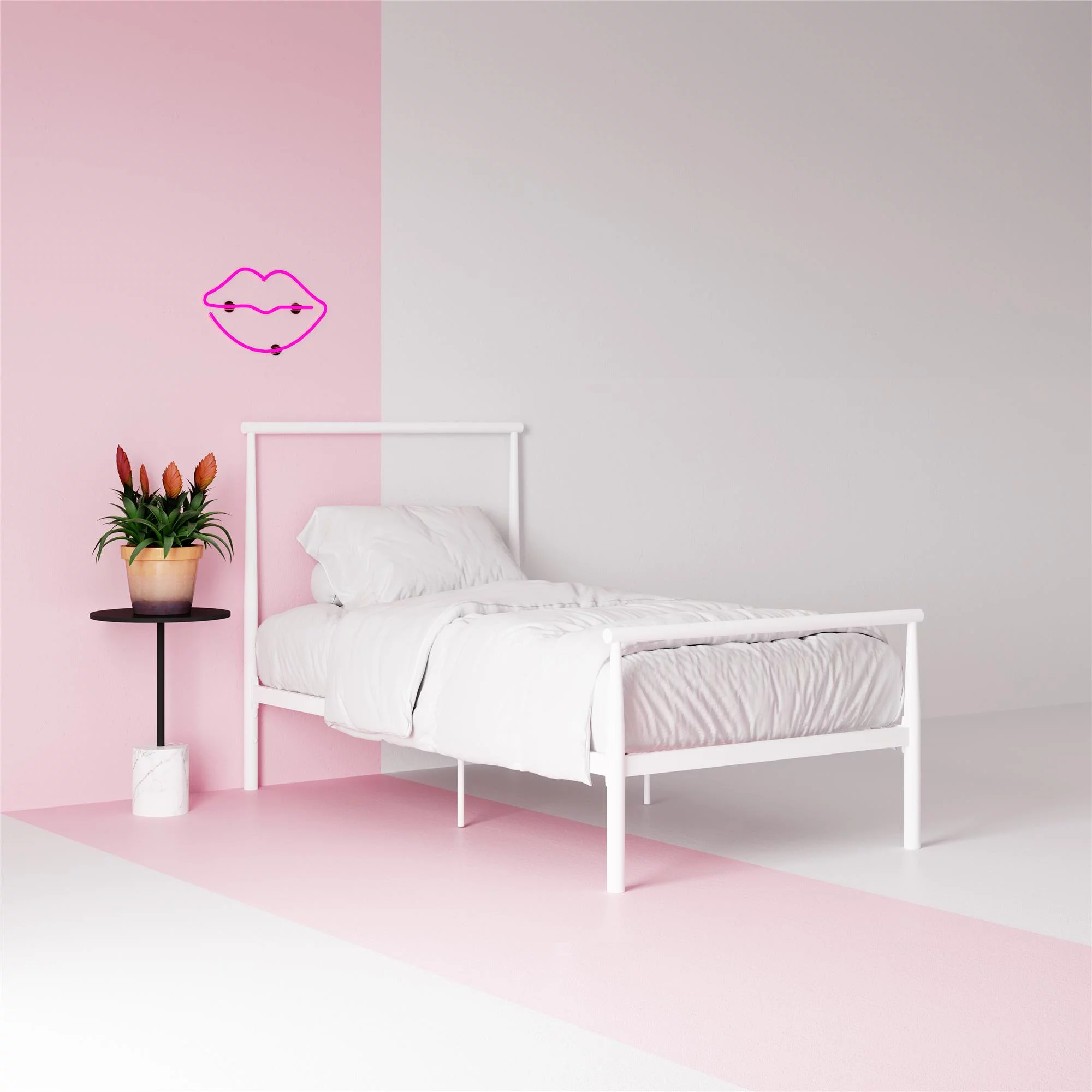 Camilla & James Vonda Metal Bed, Twin, White