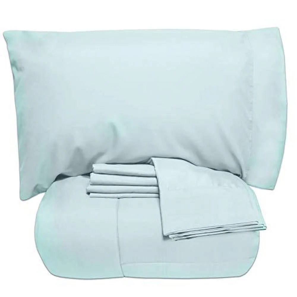 Sweet Home Collection 7 Piece Bed-In-A-Bag Solid Color Comforter & Sheet Set, Queen, White