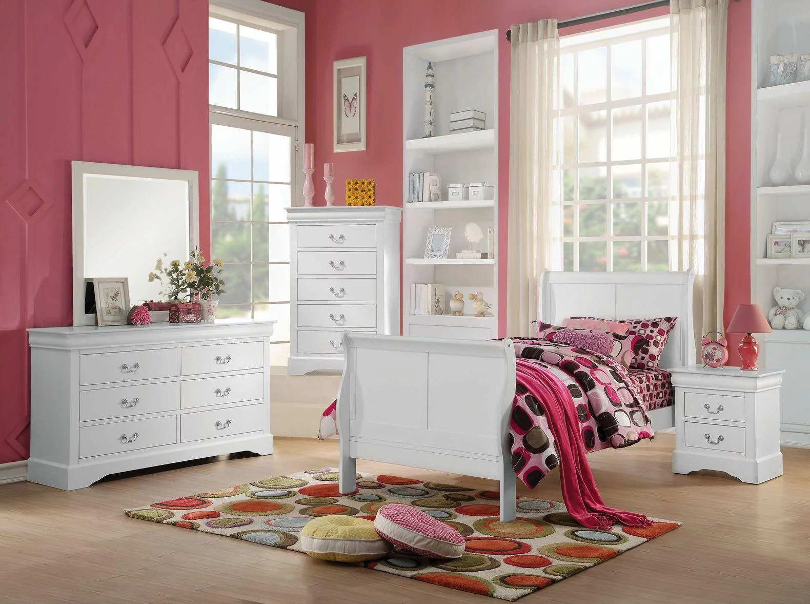 Contemporary White Twin 5pcs Bedroom Set by Acme Louis Philippe III 24515T-5pcs
