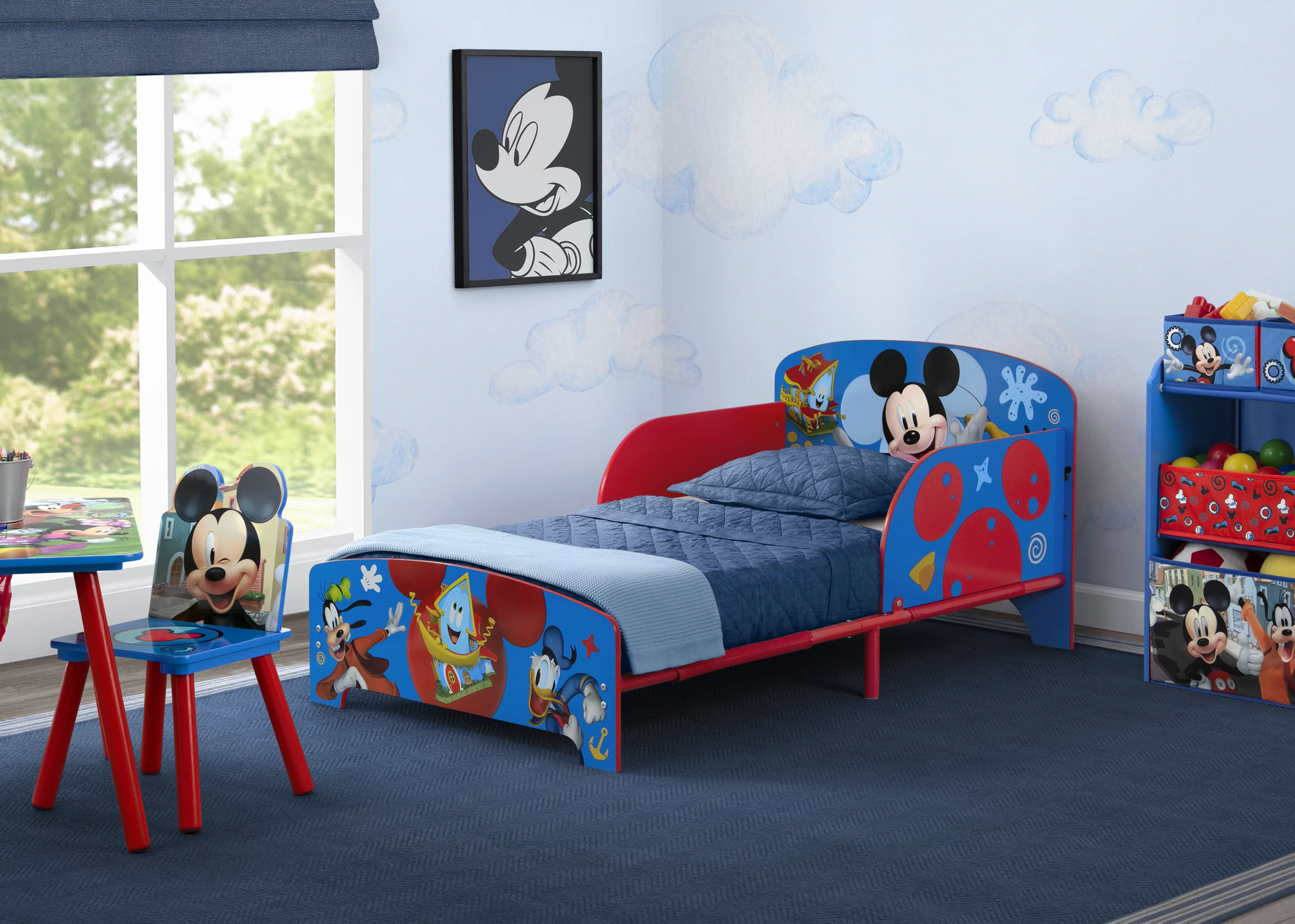 Mickey Mouse Wood & Metal Toddler Bed by Delta Children, Blue