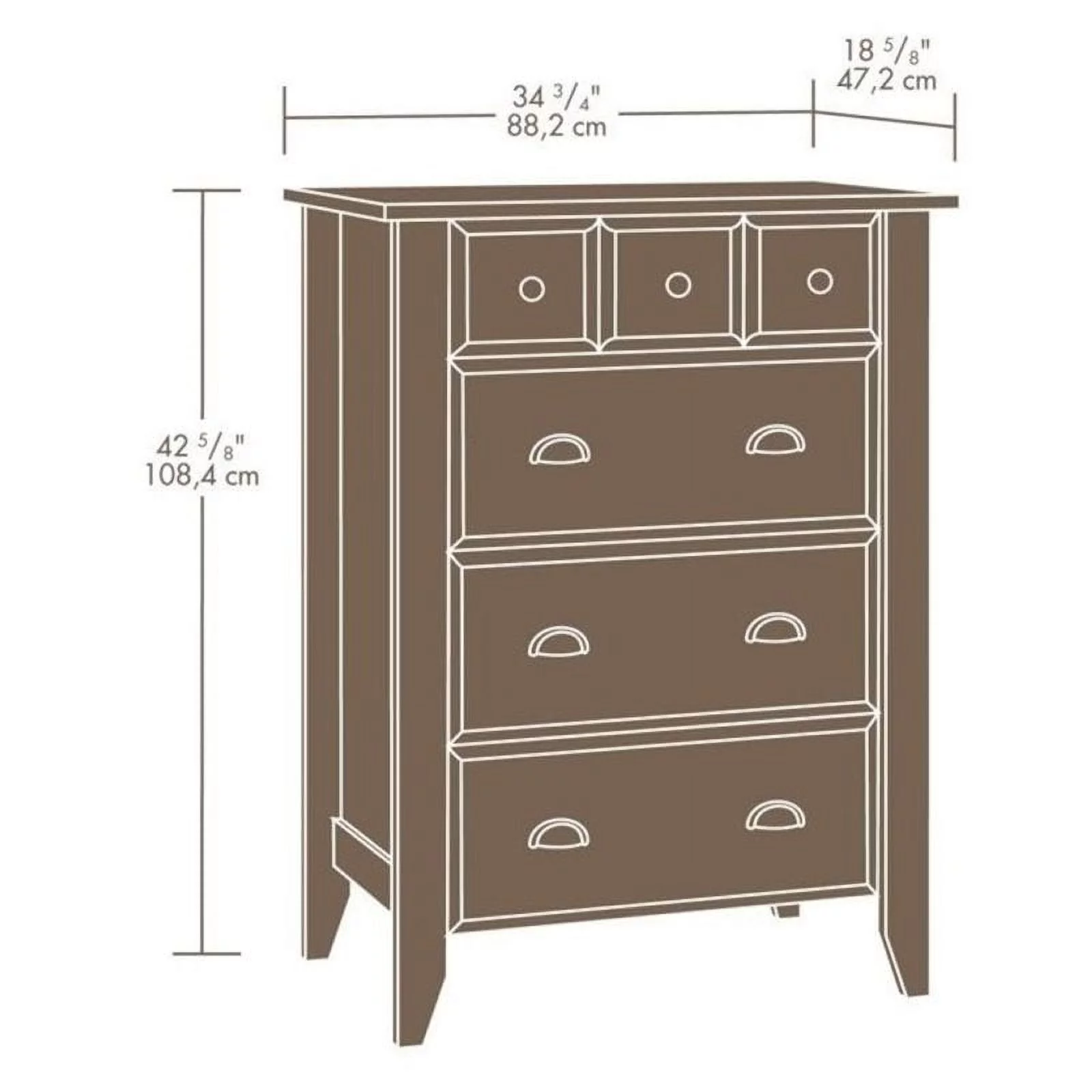 Bowery Hill Four Deep Drawers Wood Bedroom Chest in Soft White