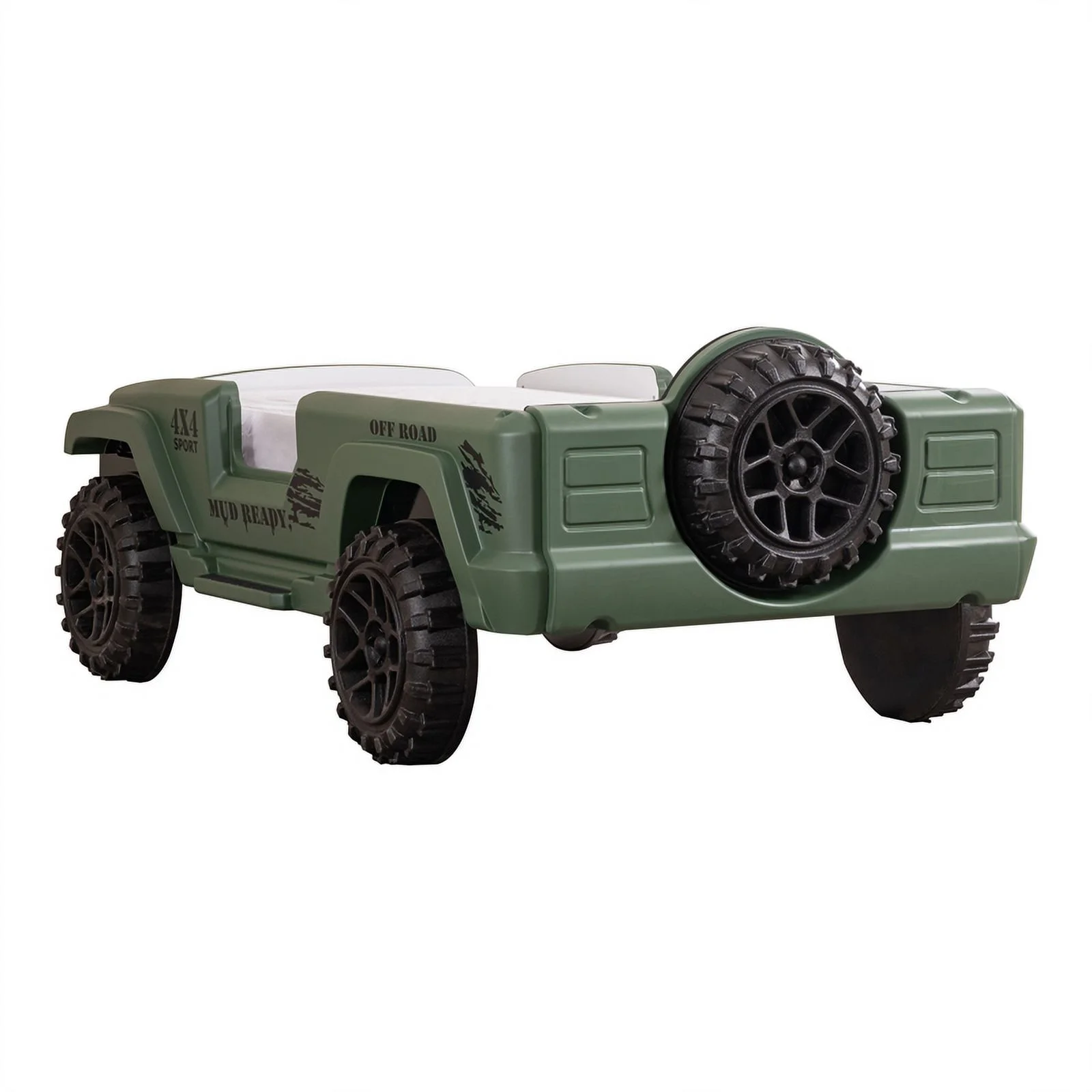 Furniture of America Abest Plastic Off Road Race Car Twin Kid's Bed in Green