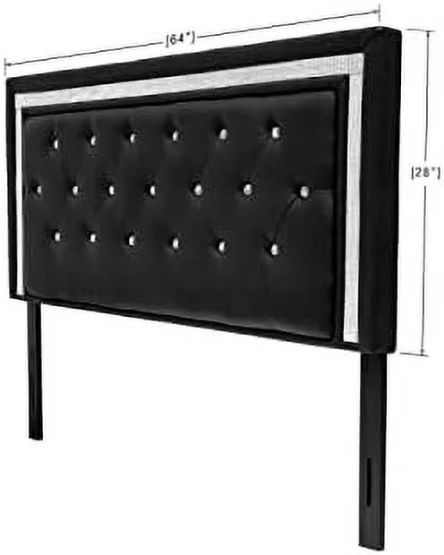 Hope Tufted Vinyl Upholstered Headboard, , Black