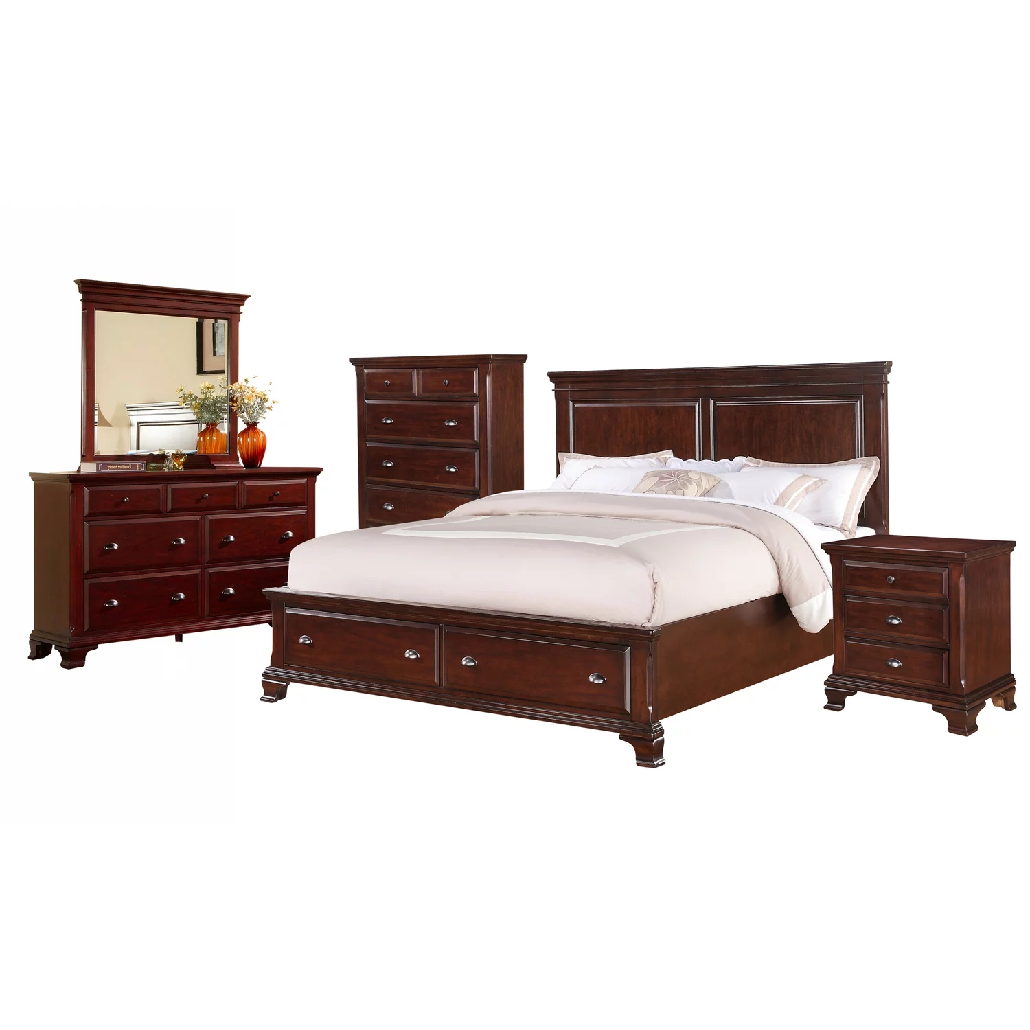 Picket House Furnishings Brinley Cherry Storage 5-Piece Bedroom Set King