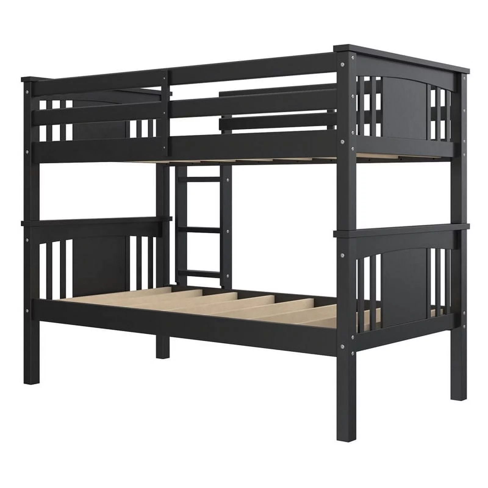Dorel Living Dylan Twin Over Twin Wood Bunk Bed for Kids in Black