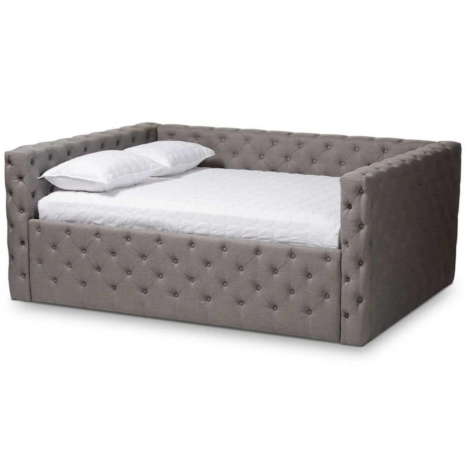 Bowery Hill Contemporary Tufted Full Daybed in Grey