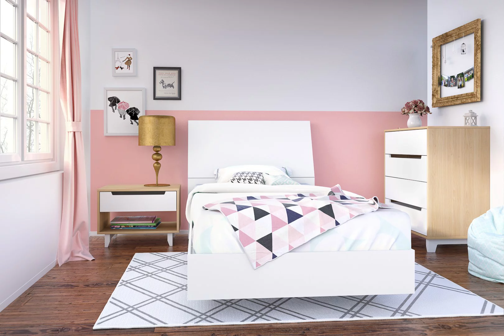 Nexera Nordik Twin Size Bed BUNDLE #400724-Size:Twin