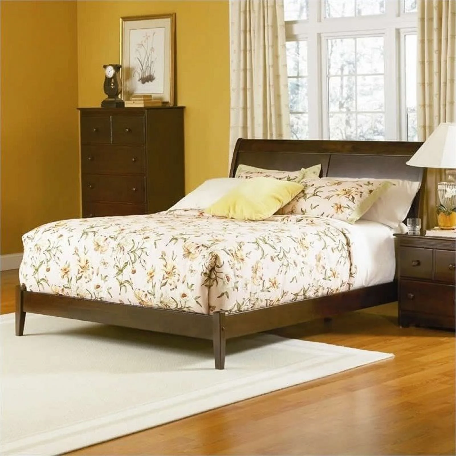 Atlantic Furniture AP9241004 Bordeaux Open Footboard - Antique Walnut, Queen Size