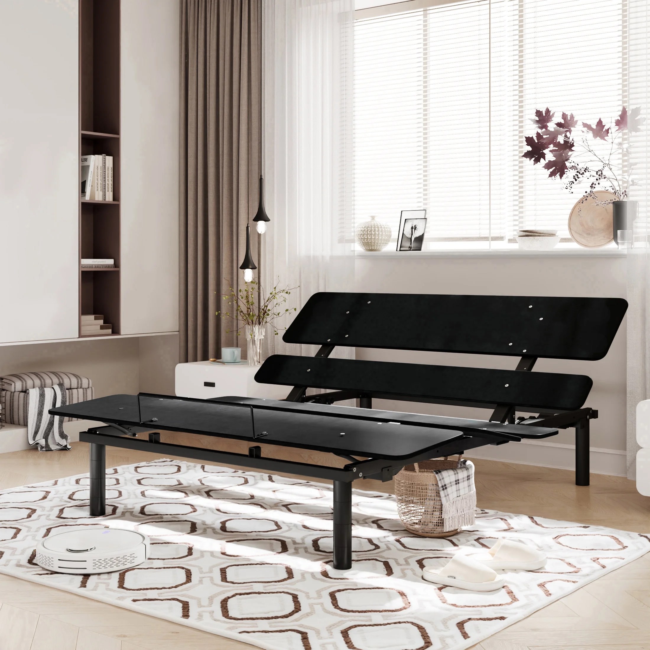 Amolife Queen Size Adjustable Bed Base Frame with independent Head and Foot Incline, Wireless Remote Control with Quiet Motor