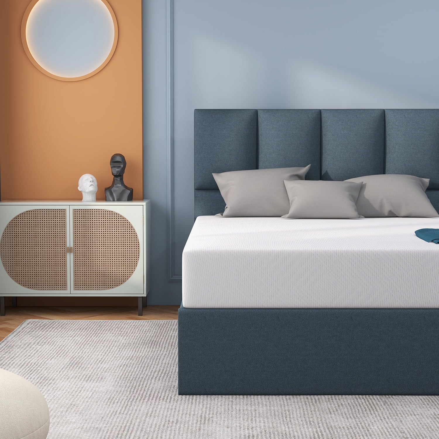 8 inch Memory Foam Mattress Green Tea Mattress Medium Firm,Queen