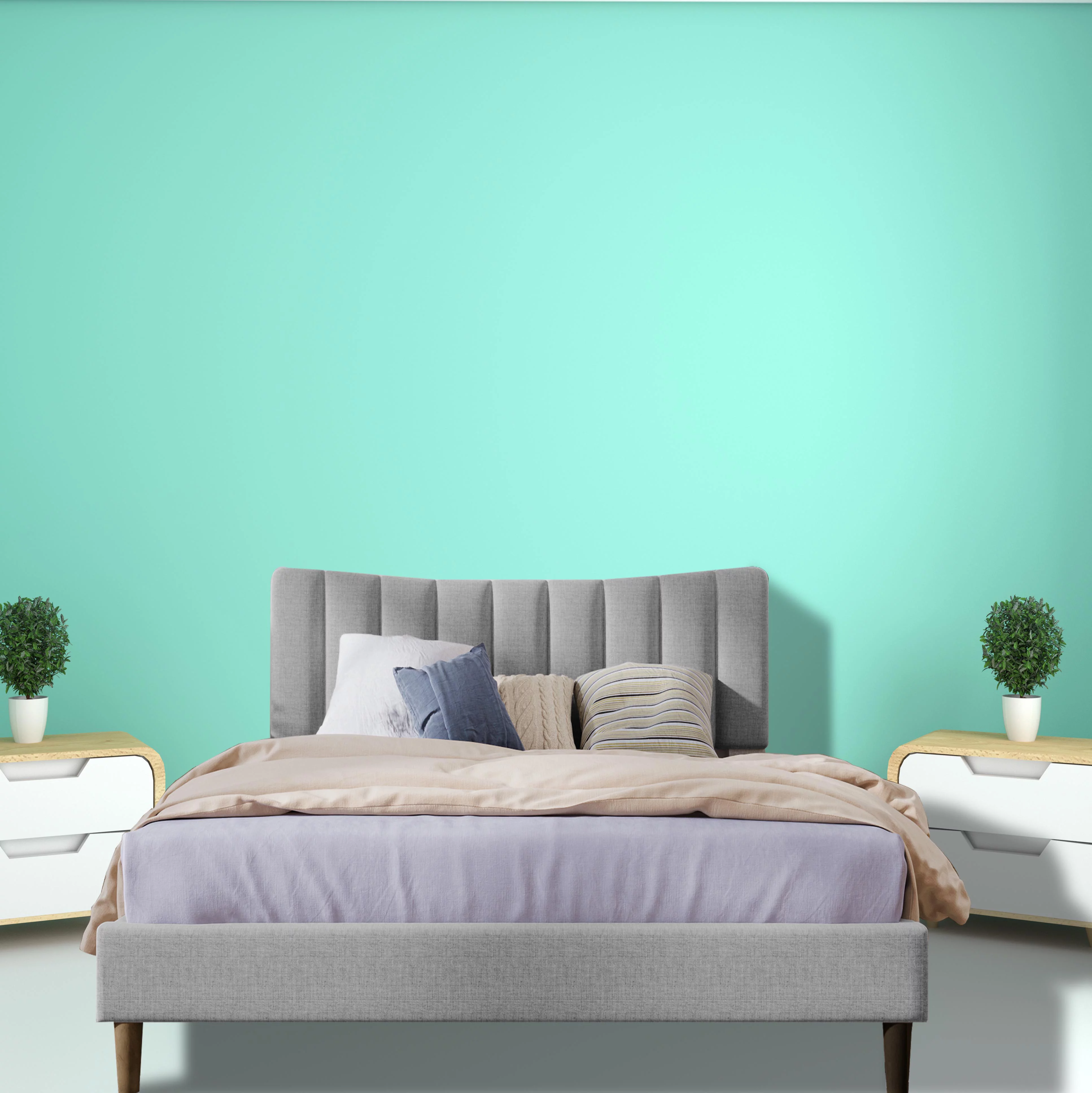 Upholstered Platform Bed Frame with Vertical Channel Tufted Headboard, No Box Spring Needed, Queen,Gray