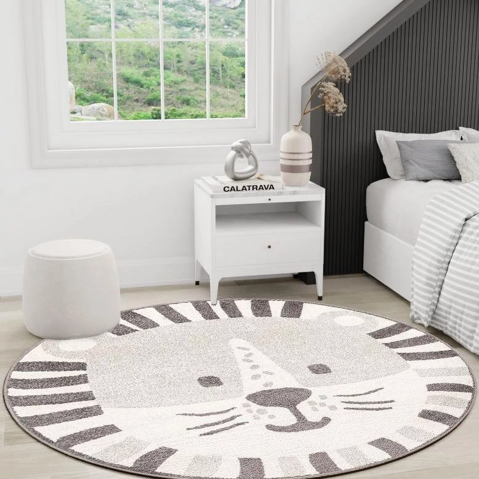 Unique Loom Lion Whimsy Kids Rug Gray/Black 5' 3