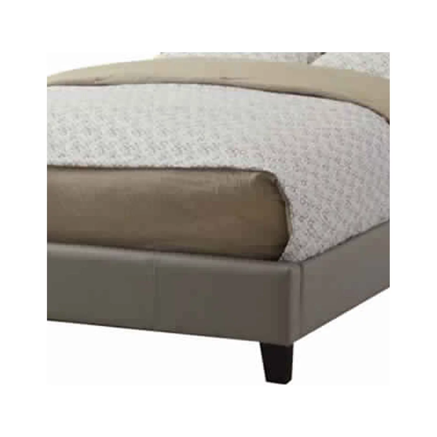 Elegant Wooden Full Bed With White PU Head Board, Gray