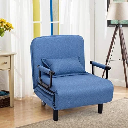 xrboomlife Convertible Chair Bed  Tri-Fold Sofa Bed with 5-Position Adjustable Backrest & Pillow  Leisure Chaise Lounge Couch with Sturdy Steel Frame for Home & Office  Comfortabl