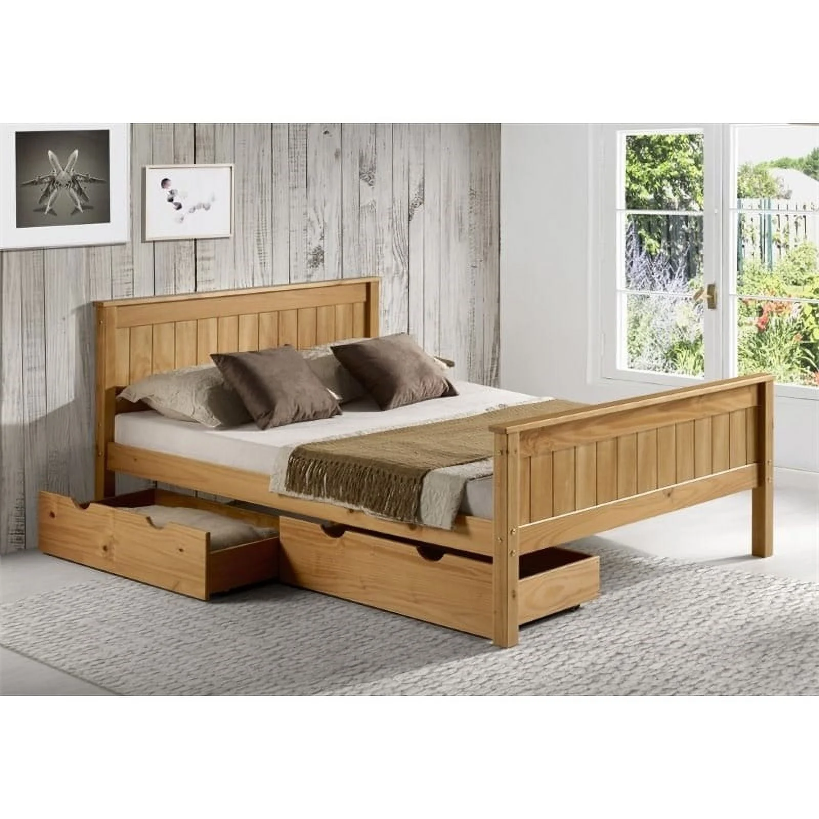 Rosebery Kids Full Wood Platform Bed with Storage Drawers in Cinnamon