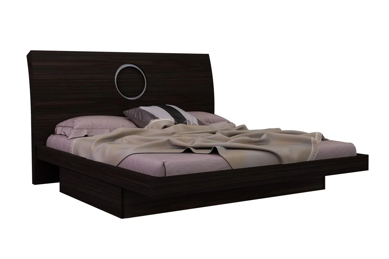 Wenge High Gloss Finish Cal King Bedroom Set 5Pcs Global United Monte Carlo
