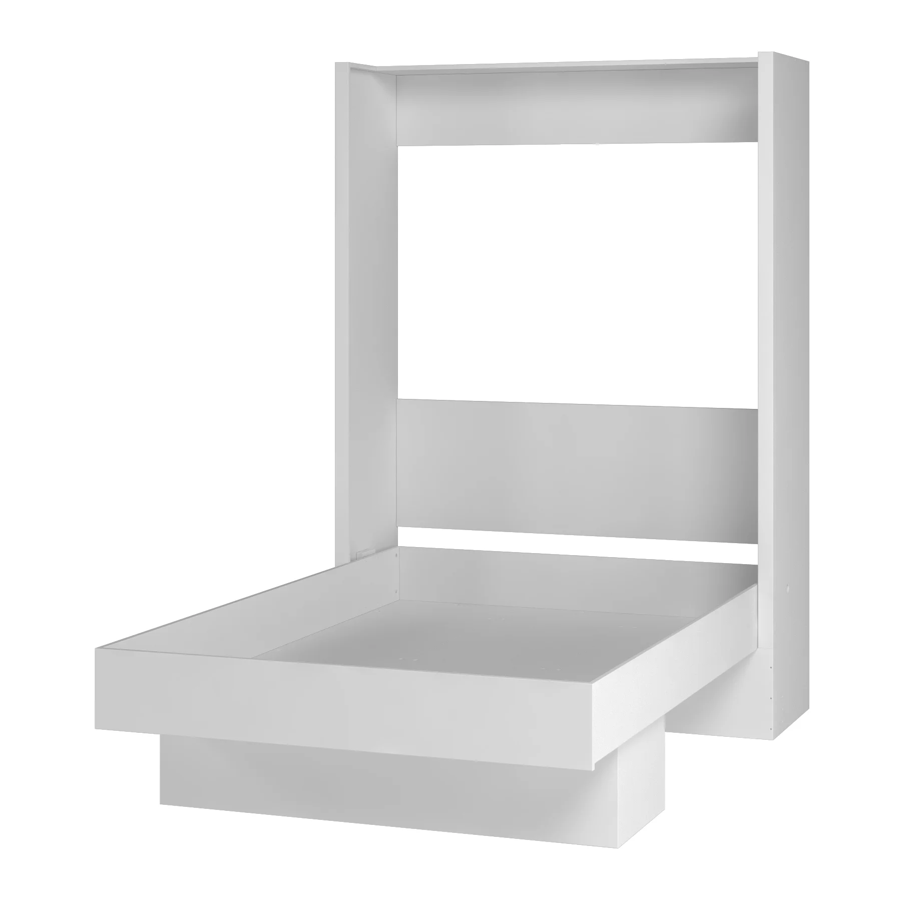 Easy-Lift Queen Murphy Wall Bed in White with Shelf