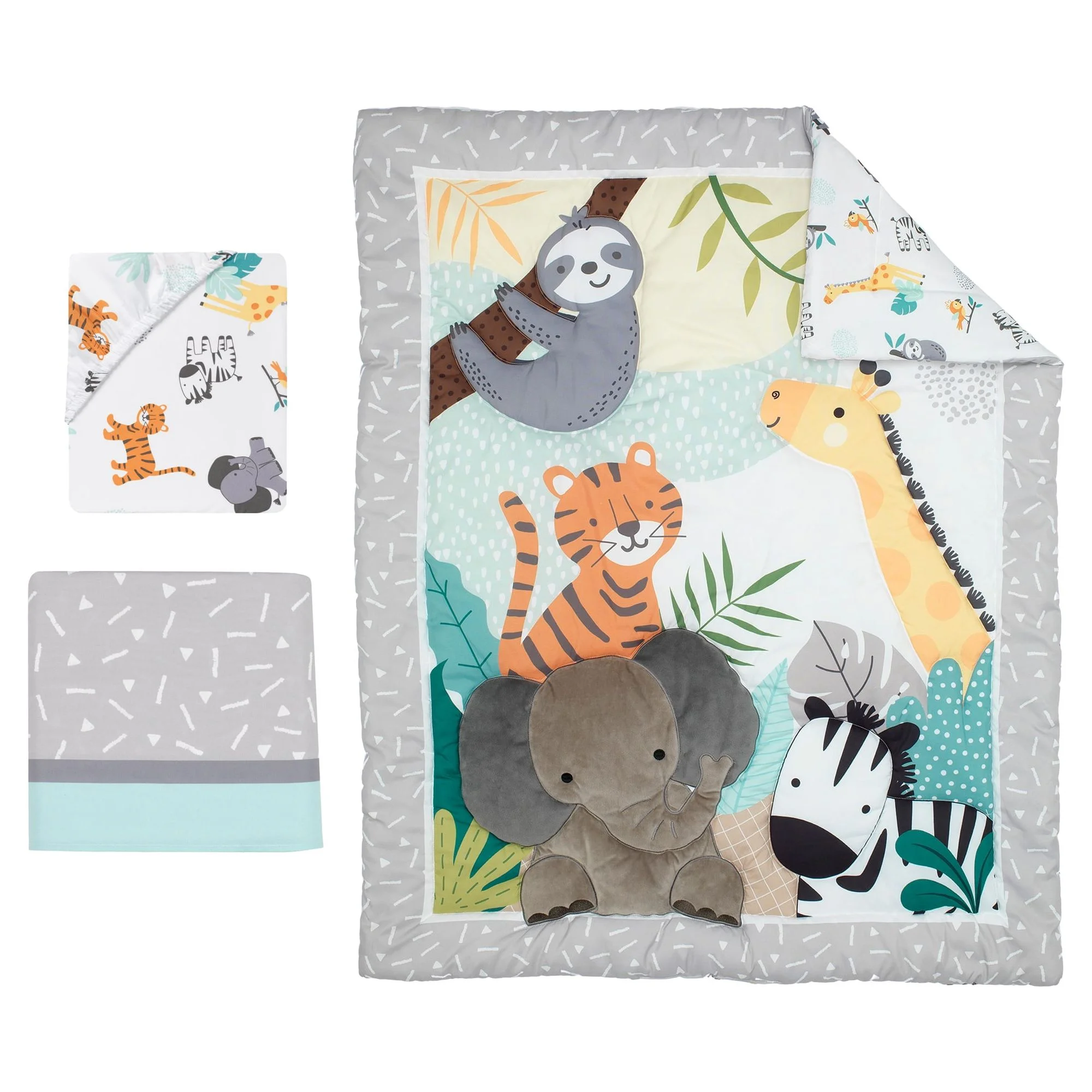 Bedtime Originals Mighty Jungle Animals 3-Piece Baby Nursery Crib Bedding Set
