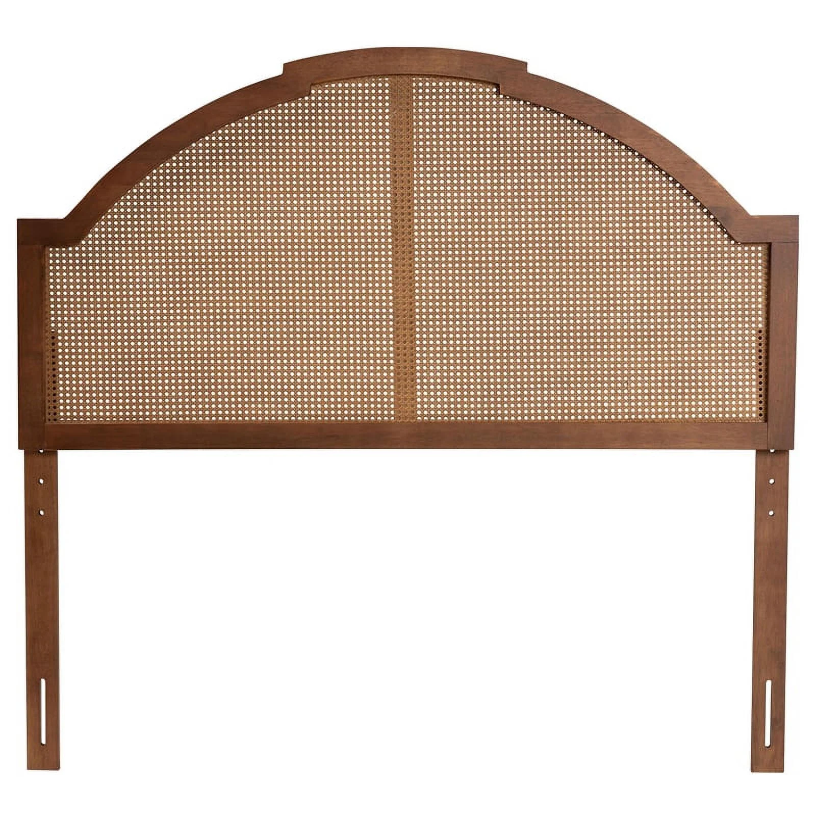 Pemberly Row Wood & Rattan Queen Size Headboard in Ash Walnut