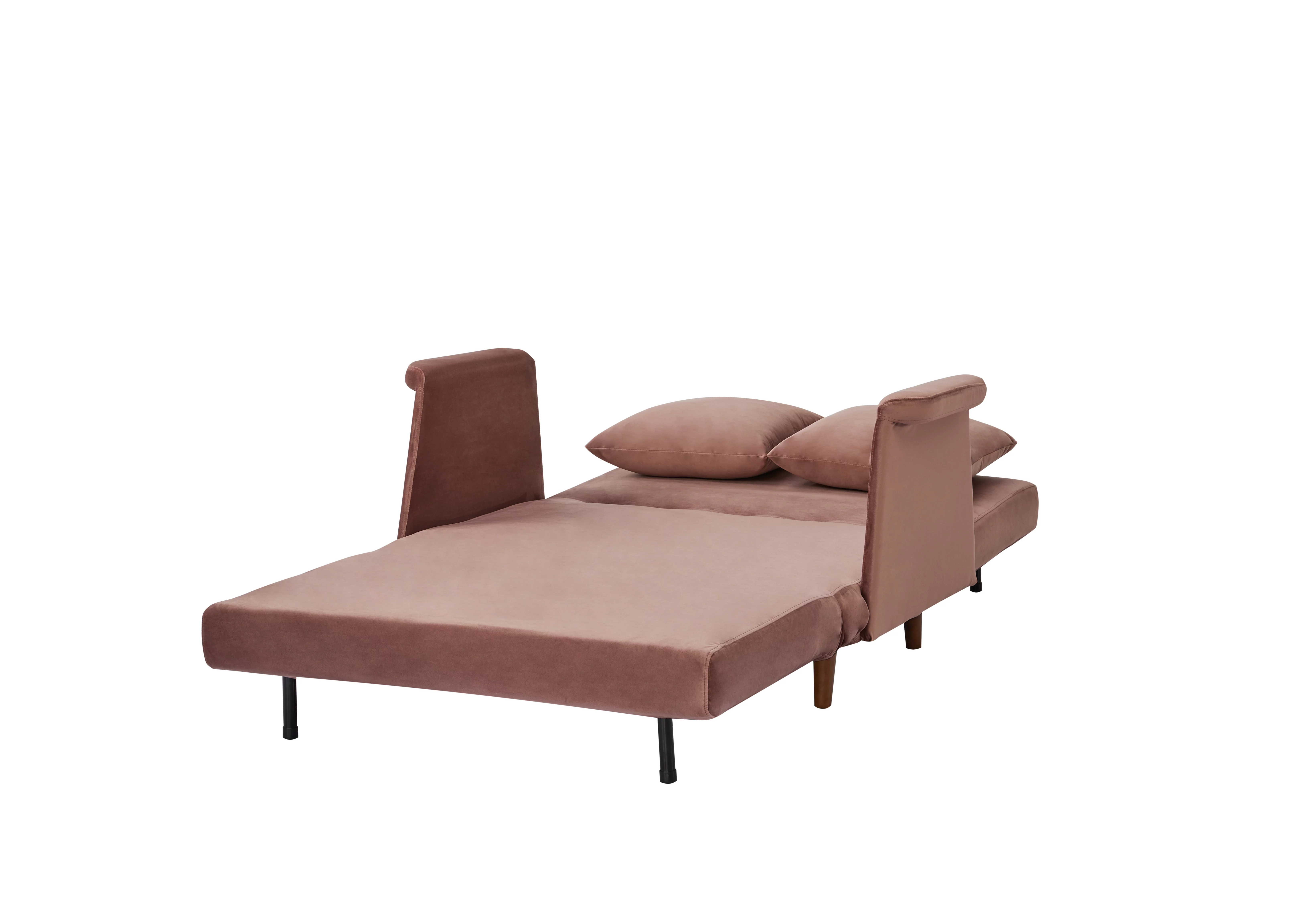 Artdeco Home Boston Velvet Convertible Loveseat Chair Bed, Pink Blush