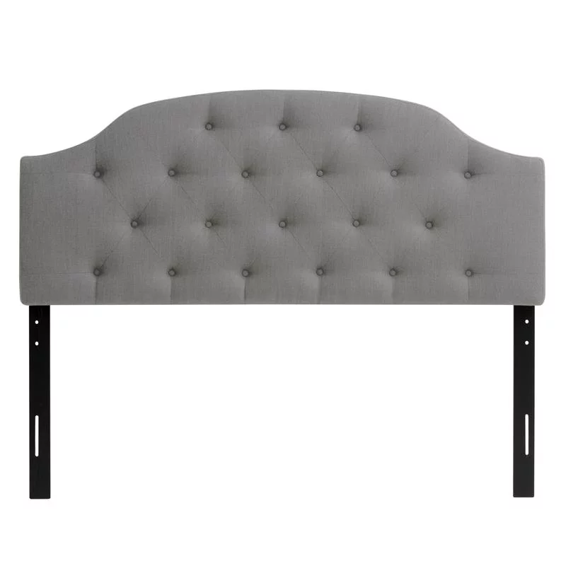 Atlin Designs Diamond Tufted Modern Fabric Full / Double Headboard in Light Gray