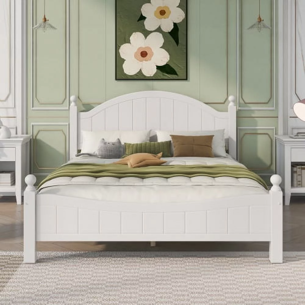 Embrace Timeless Elegance with the Traditional Concise Style White Solid Wood Platform Bed