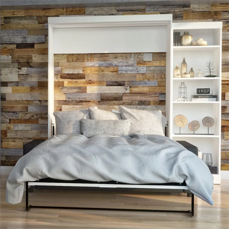 Atlin Designs 3 Piece Queen Wall Bed Set in White and Gray