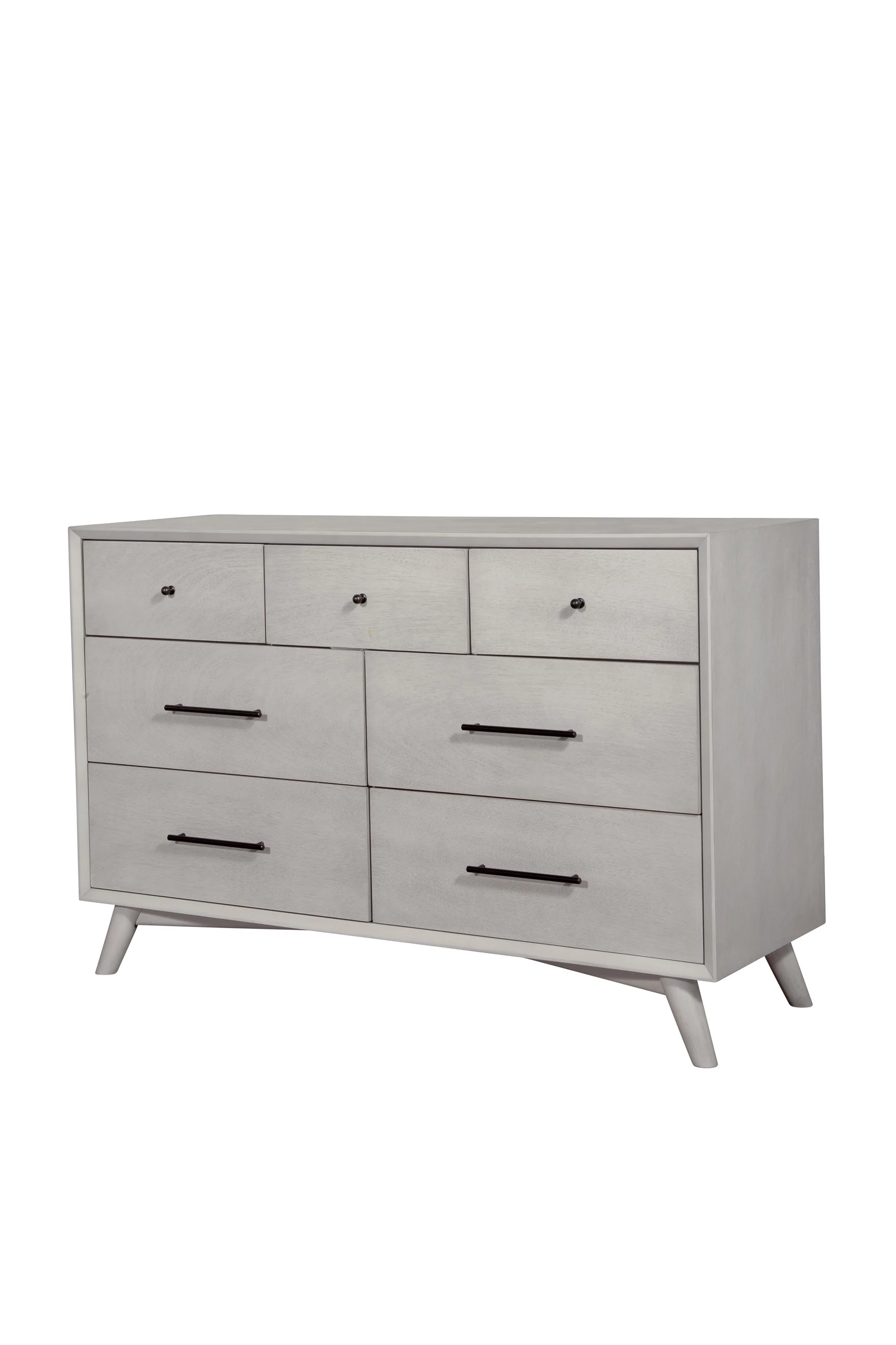 HomeRoots 524144 59 in. Gray Solid Wood Seven Drawer Double Dresser